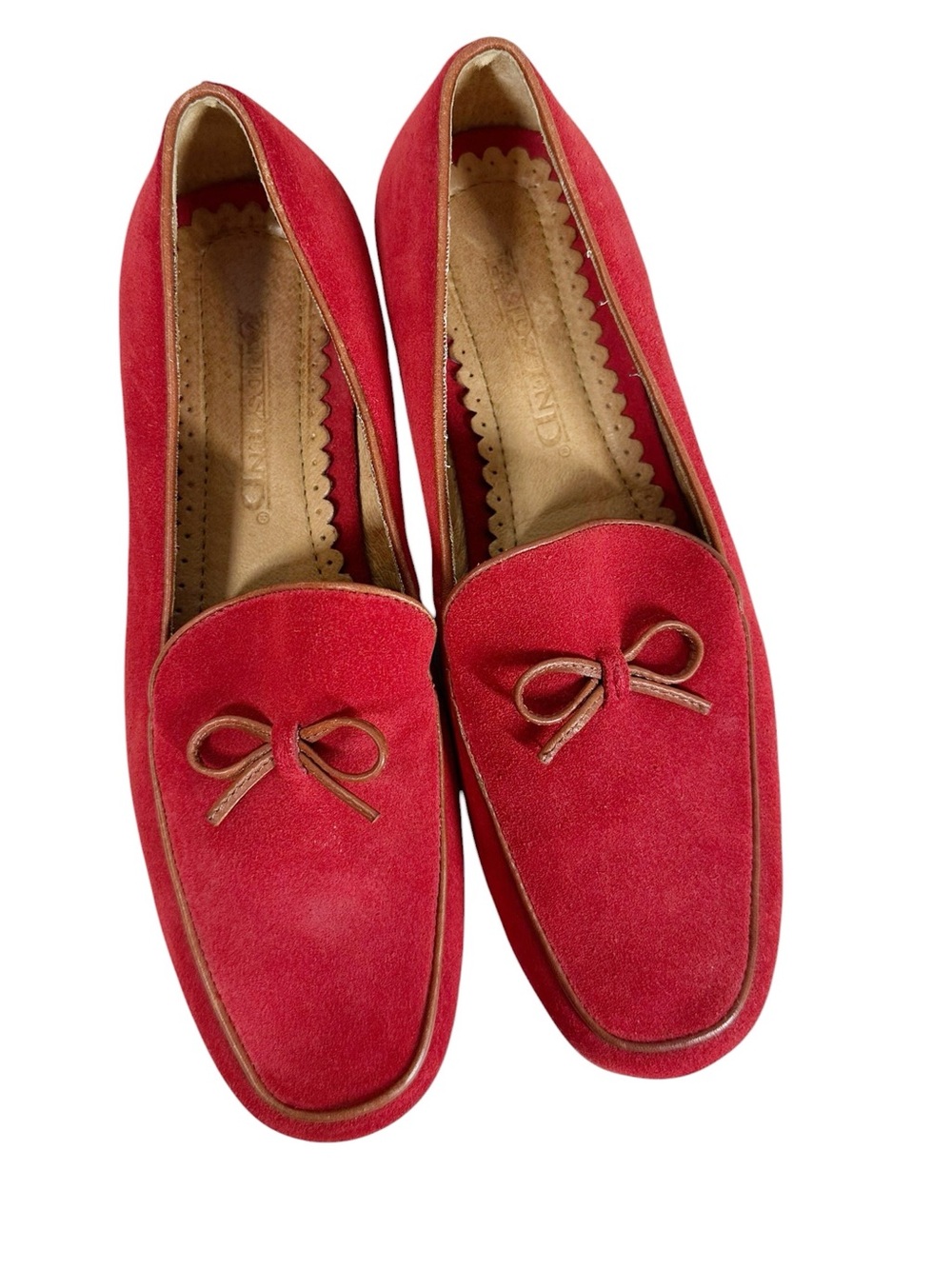 LAND'S END 7 1/2 Red Suede Slip on Loafer